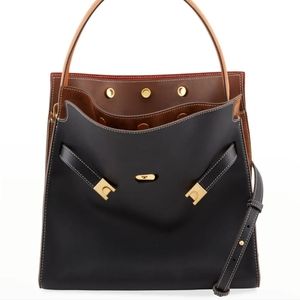 Tory Burch Large Black Tan Sachtel